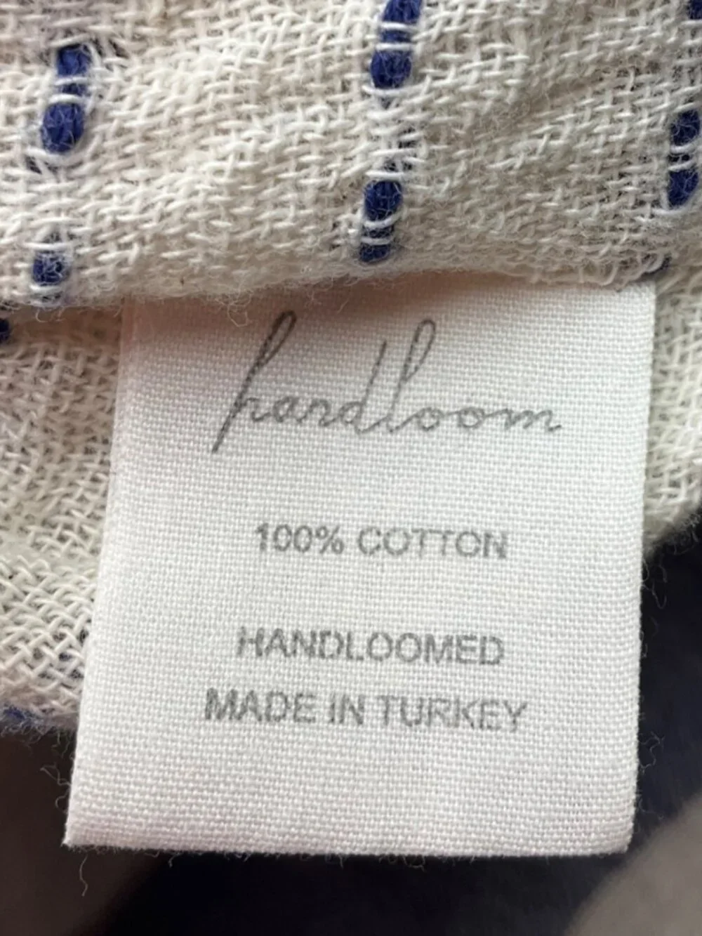 Handloom Nomad Cotton Poncho Beige Striped Fringe Boho Made Turkey Handmade - Picture 4 of 9